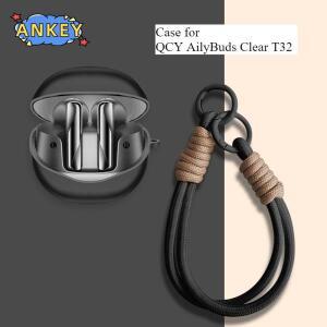 QCY AilyBuds 클리어 케이스 보호 T32 나일론 끈 소프트 커버 쉘 방진 슬리브 핸드 로프 스트랩 액세서리