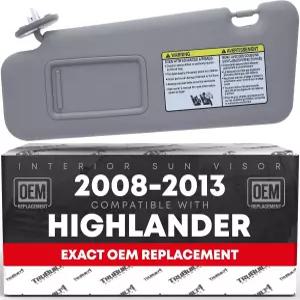 선바이저 교체 왼쪽 운전석 - 2008-2013 도요타 하이랜더와 호환 자동차용 선 프로텍션 바이저 차량 내부