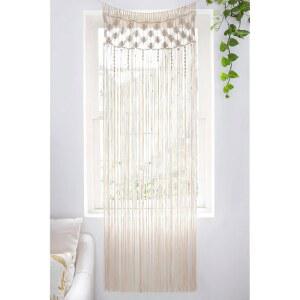 Mkono Macram 커튼 보호 출입구 창문 장식 조명 손으로 짠 벽걸이 아트, 가정용 침실 웨딩 배경 아치, 옷장 방 칸막이, 29인치 W x 80인치