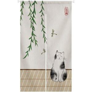 집에서 일본 야생 고양이 손으로 그린 노렌 출입구 커튼, 짧은 85x150cm 맞춤형 서비스 지원