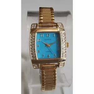 Geneva 여성 스트레치 band 골드 finish 블루 번호 다이얼 라인석 패션 캐주얼 시계 [세금포함] [정품] 손