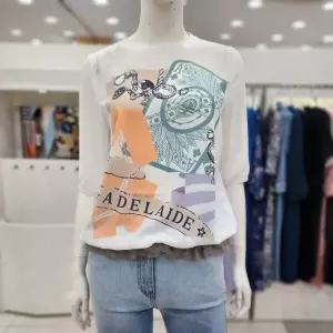 조이너스 라운드 쉬폰 뱃살 커버 반팔 여름 여성티셔츠JDU5WKS0230US 1006526