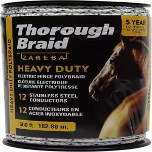자레바 스터브 브레이드 헤비 듀티 폴리 - 600피트 전기 울타리 와이어 농업용 펜싱 용품 PB600W12-Z