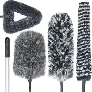 5.6피트 연장 폴이 있는 록텍스 깃털 더스터 키트 홈 월 천장 선풍기 코브웹 청소용 더스트 브러시 4개