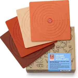 도자기 바퀴를 위한 머리 배트 - 안내선이 있는 정사각형 7인치 바퀴 4개 세트 점토 도구 및 액세서리