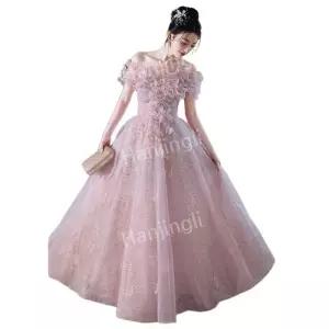 비즈 드레스 연주회 대여 파티 오프숄더 중세시대 피로연 의상 셀프웨딩 졸업 이브닝 여성