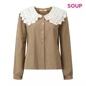 [SOUP](타임스퀘어점패션관)아일렛 펀칭 빅 카라 블라우스 (S5CLS02)