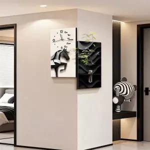 감성 인테리어 액자 빈티지 화분 디자인 꽃병 포인터 모던한 코너 시계 거실 벽시계 장식 그림 벽걸이 현관