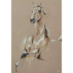 그린 말 유화 사무실 연구실 현대 동물 캔버스 아트 홈 벽 장식 액자 없음