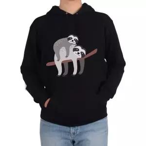 기모후드티 나무늘보 가족 엄마의 시간은 다르다그림 다양한 색상 사이즈 (WFKB2YU)