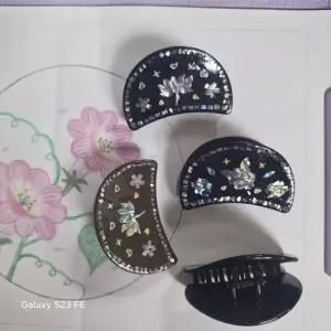 천연 자개 헤어핀 귀여운 한복 반달 머리핀 (WFKAW58)