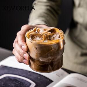 1PCS  스타일 유리 커피 스무디 컵 내열성 음료 투명 위스키 맥주 과일 버블 워터