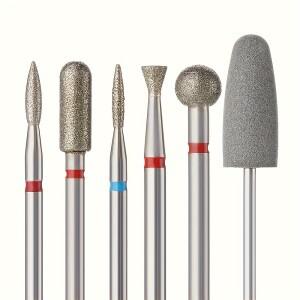 6개/대 다이아몬드 모래 네일 파일 드릴 큐티클 폴리싱 비트 그라인딩 헤드 전기 매니큐어 세트