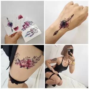 레터링타투 헤나 패션타투 골반 장미타투 스티커 문신 컬러 쇄골 손 레터링