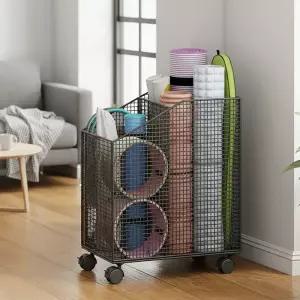 이동식 운동기구 보관함 요가 매트 폼롤러 정리 홈트 헬스장 소도구 수납 바구니