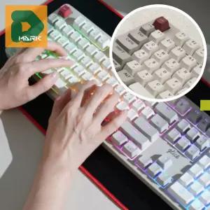 레트로 유선키보드 연결 경쾌한 키캡 둥근 디자인 사무용 컴퓨터 타자기 타이핑 예쁜 기계식 타건감 감성