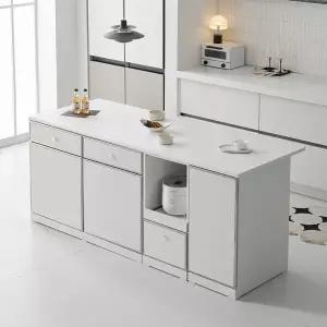 나무뜰 오드 미드센츄리 E0 폭깊은 광파오븐 수납 렌지 아일랜드 홈바 식탁 2000X750 MWF422C