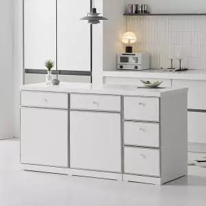 나무뜰 오드 미드센츄리 E0 인조대리석 폭깊은 광파오븐 서랍 아일랜드 홈바 식탁 1600 MWF420C