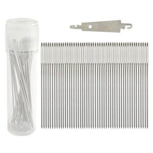 젠칭 50 팩 사이즈 24 원형 헤드 크로스 스티치 바늘, 무료 바늘 실타래 및 플라스틱 케이스 - 태피스트리, 바느질, 공예용 블런트 팁 자수 바늘(67250)