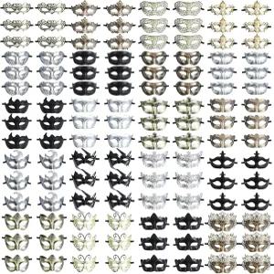 치바오 여성용 마스크 120개 남성 커플 벌크 베네치아 빈티지 앤티크 얼굴 할로윈 코스튬 파티