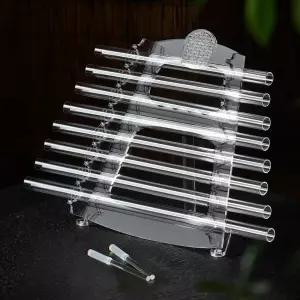 CVNC 432Hz 8노트 CDEGABC 쿼츠 크리스탈 싱잉 하프와 생명의 꽃 패턴 사운드 배스 및 명상용 브래킷