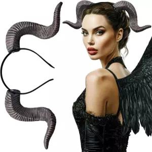 AUOCATAIL 고딕 데빌 뿔 머리띠 할로윈 램 양 머리 후프 여성 코스프레 파티용 헤드피스