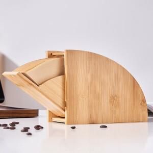 Leeseph 대나무 커피 필터 홀더 종이 보관함 정리함 재생 스탠드 용기