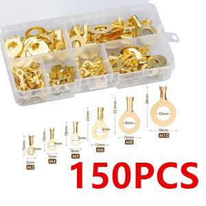 150PCS M3/M4/M5/M6/M8/M10 링 러그 눈 구리 압착 단자 케이블 와이어 커넥터 비절연 분류 키트