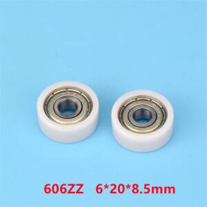 20pcs/100pcs 6x20x8.5mm 606ZZ 베어링 POM 플라스틱 코팅 풀리 도어 창 가이드 휠 저소음 플랫 롤러