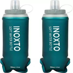 INOXTO 소프트 플라스크 수분 조끼 및 러닝 팩용 접이식 물병 하이킹 사이클링용 병(250/500ml)(2PCS