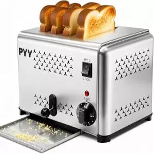 PYY 상업용 토스터 4조각 2/4 슬라이스 옵션 포함 120pcs/h 탈착식 크럼 트레이 6단계 설정 베이글 빵