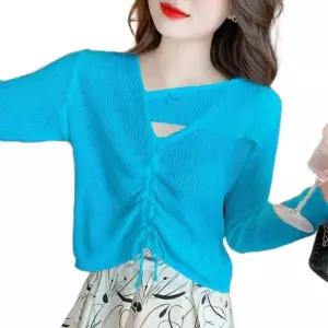 줌바복 댄스복 상의 라인 방송댄스 길이 조절 니트 화이트 M