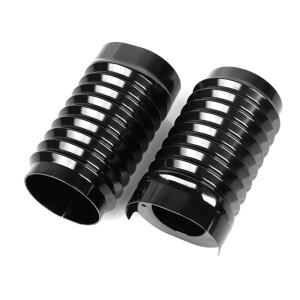 글로스 블랙 포크 부트 슬라이더 캔 커버 스트리트 글라이드 FLHX 14-Up 교체 호환   부품 2개