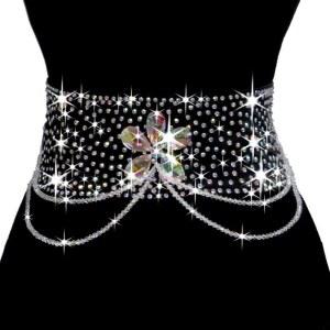 라틴댄스 벨트 큐빅 장식 사교 소품 6cm 탱고 여성 악세사리 원피스 라틴 탄성