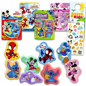 보도 분필 세트 - 스파이디와 친구들이 함께하는 8c 플레이 번들, & 미니 마우스, 스티치 플러스 스티커 등 | 어린이용 야외 장난감