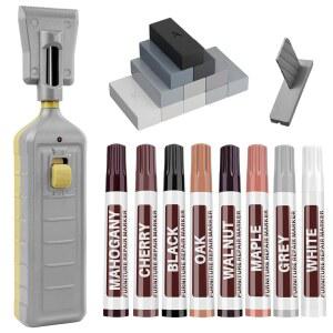 열 펜이 있는 비닐 라미네이트 바닥 수리 키트, 리놀륨 하드우드 스크래치 - 11가지 색상 우드 마커 나무 문, 바닥, 캐비닛, 테이블의 스크래치, 균열, 얼룩, 구멍 복원