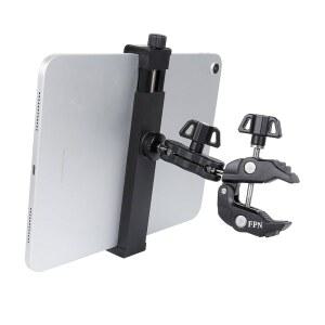 스핀 바이크용 알루미늄 태블릿 홀더 마운트, 유모차용 마운트 핸들바 클램프, 골프 카트, 휠체어, 스쿠터, 스핀 바이크, 뮤직 마이크 스탠드, 6.5-12.9인치 태블릿에 맞습니다