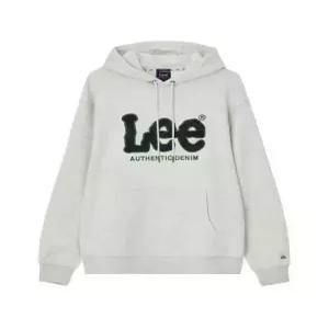 리 후드티 lee 빅 트위치 데님 아플리케 후드 티셔츠 오트밀