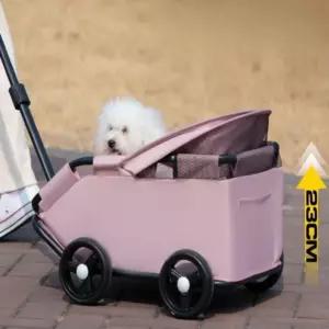 강아지 저상형 유모차 체크 애완동물 경량 소형견유모차