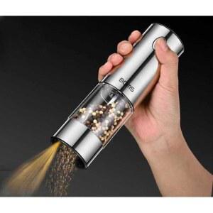 소금 자동소금글라인더 소금뿌리기 USB 우드 갈기 기계 향신료 그린 뿌리기 녹색/배터리형