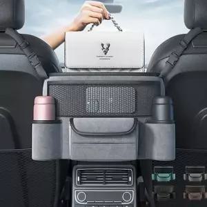 현이몰 다용도 차량용 수납포켓 자동차 뒷좌석 정리 접이식 시트보호 백시트 공간활용 PU가죽포켓