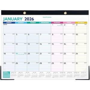 데스크 캘린더 -2026 u2013 지금부터 DEC 2026까지 , 월간 캘린더, 대형 2026, 14 6 u2019 x 11 5 u2019, 할 일 목록이 있는 데스크/월 패드, 룰드 블록, 코너 프로텍터