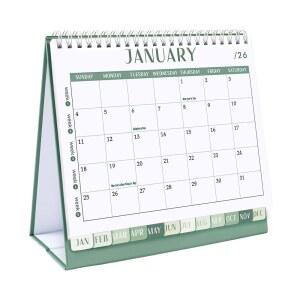 거스리 데스크 캘린더 2026, 2026 12개월 플립 데스크톱 플래너 스몰은 2026년 1월부터 12월까지 운영되며, 홈 스쿨 오피스 정리를 위한 할 일 목록과 노트, 7 5인치 x 6 8인치, 그린 화이트