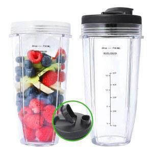 [미국배송] 닌자용 블렌더 컵 뉴트리 닌자 오토 IQ 시리즈 BL450 BL480 BL640 BL642 SS101 SS351용 스무디 쉐이크 및 기타(2팩)용 교체 부품 24온스