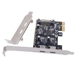 chenyang 2 포트 PCI-E 1X to USB C HUB PCI 익스프레스 확장 카드 어댑터, 80/120mm 슬롯 브래킷 추가 SATA 전원 포함
