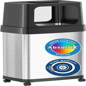 바퀴가 달린 iTouchless 18갤런 듀얼 사이드 엔트리 주방 쓰레기통 및 AbsubX 냄새 필터 스테인리스 스틸