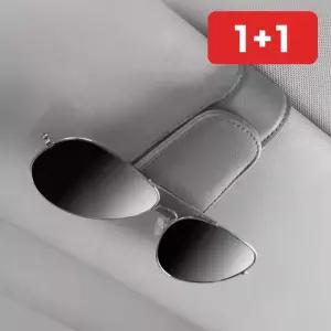 차량용 선바이저 고정 선글라스클립 자석 가죽형 안경거치대  1+1