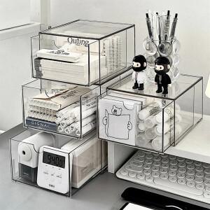 서랍형 잡화 보관함 정리함 책상 아크릴 화장품 메이크업 다층 먼지 마스크 클리어 박스