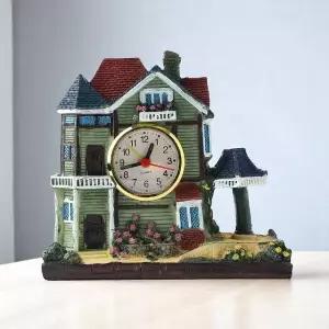 고품질 앤틱 주택모형 탁상시계 인테리어 자명종 알람시계 (WFKDVMP)