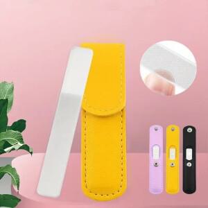 1Pcs 미니 소형 소형 유리 네일 파일 및 나노 샤이너 세트 Lea로 천연 OR 릴 손톱을 형성하고 연마하고 빛